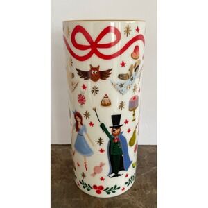 Rifle Paper Co Nutcracker Holiday Porcelain Vase Gold Rim Christmas Decor 7.25"